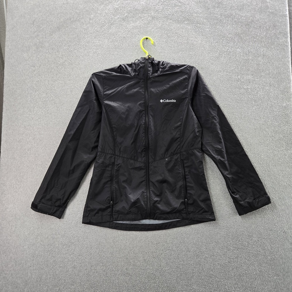 Columbia Men Jacket S Black Nylon Polyester Activewear Zipper Logo READ